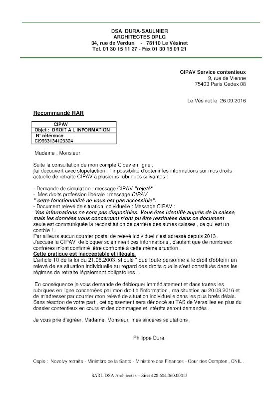 lettre décrivant le 